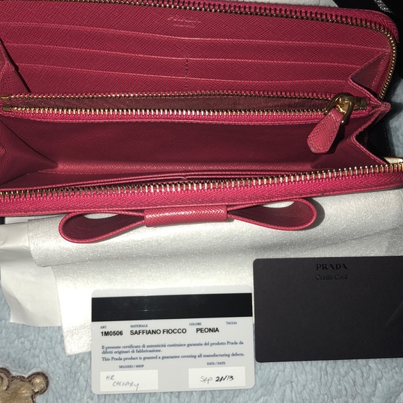 Prada Saffiano Fiocco Bow Tie Zippy Wallet - Picture 2 of 6